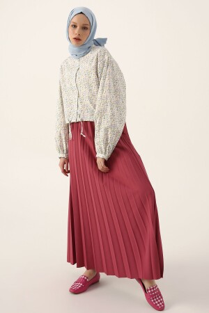 Dusty Rose Pleated Skirt with Elastic Waist - Allday