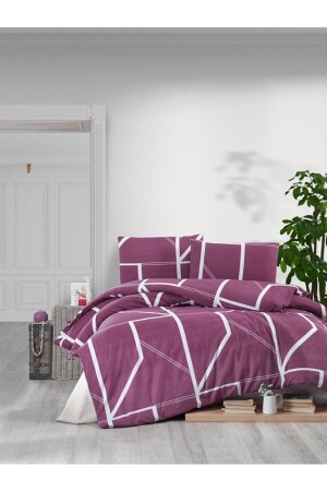 Duvet Cover Set Double 4 Pieces 200x220 Purple M074938 - Mulberry