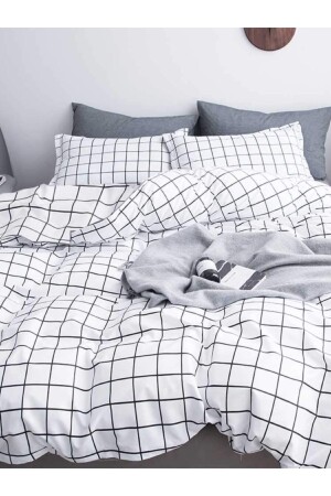 Duvet Cover Set Double Cotton Plaid (160x200 Fitted Sheet + Duvet Cover + 2 Pillow Cases) TYC00793741858 - VESSİNOHOME