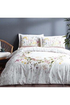 Duvet Cover Set Ranforce Single White Jardin De Flor 03896 - Özdilek