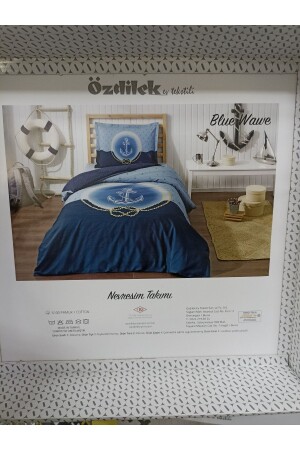 Duvet Cover Set Single Blue Wawe Ö220325-3 - Özdilek
