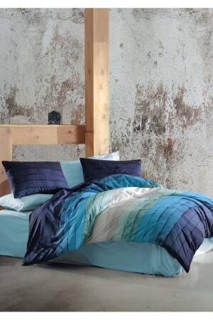 - Duvet Cover Set with Fitted Sheets, Double STORM - BLUE GRM0042 - GARDEN ROOM