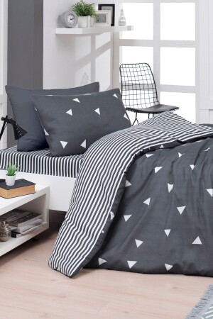 Easy-Iron Duvet Cover Set Single Triangle Gray Ep-025992 - Eponj Home