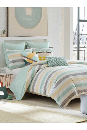 Easy Iron-Single Duvet Cover Set (120x200 Fitted Sheet + Duvet Cover + Y. Case) Green - Ely Parker