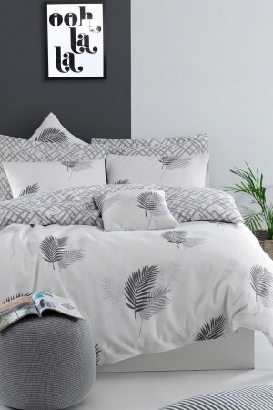 Easy to Iron Duvet Cover Set Double Palma Gray Ep-022063 - Enlora Home