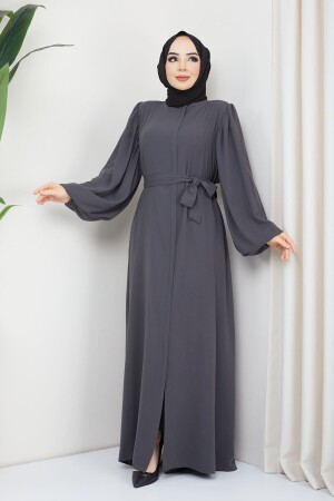 Ebrar Model Abaya - Dark Gray - Zeynep Tesettür