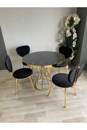 Ecem Kitchen Table Set, Table Chair 4-Person Kitchen Table Set, Round Table Set SADAK0020 - sadak