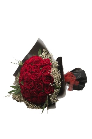 Echt aussehender, von Cipso dekorierter künstlicher Mädchen-Wunschstrauß aus Samtrosen im 30er-Jahre-Stil - İklim Flowers
