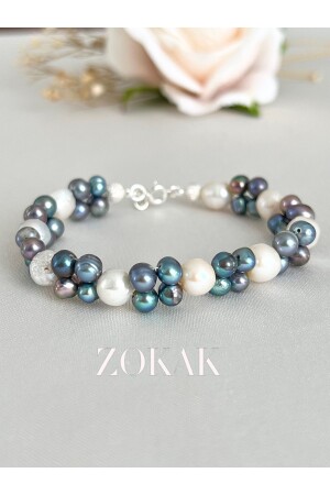 Echte Perle aus zertifiziertem Naturstein – Perlenarmband aus 925er Sterlingsilber – Barockperlenarmband – Schwarzes Perlenarmband - Zokak