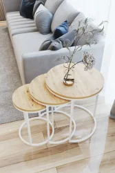Ecol 3-piece Luxury C Nesting Coffee Table White Rivoli CEBC - ECOL DESİNGS