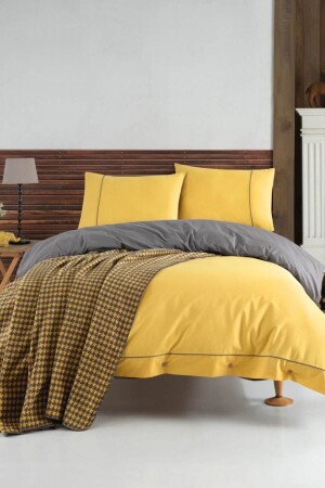 Ecosse Stylish Double Duvet Cover Set with Blanket - Yellow Stylish ZLH17 - Genel Markalar