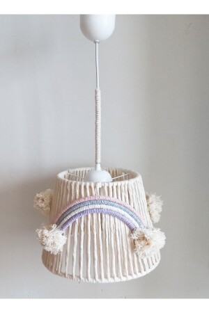 Ecru Macrame String Wrap Rainbow Applique Design Baby Girl and Children-Teen Room Pendant Lamp Chandelier(40) 244VZ - C&A