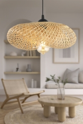 Edna Tekli Rattan Modern Tasarım Oturma Odası Avize 21028-1 - Apliqa