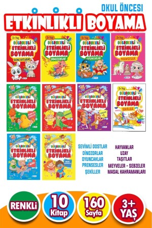 Educational Coloring Set with 10 Books and Fun Activities 160 Pages PYD20220174 - Harika Kitap