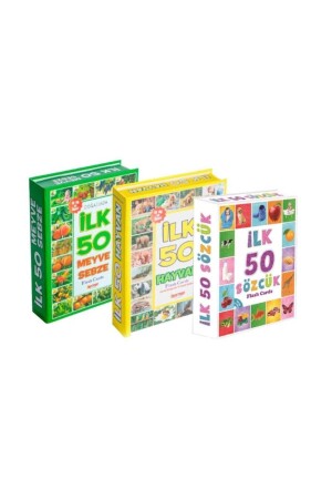 Educational Flash Card First 50 Words + First 50 Animals + First 50 Vegetables and Fruits SETDIY-001 - Diytoy