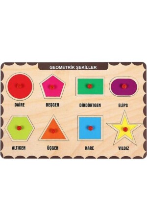 Educational Jigsaw Puzzle Geometric Shapes with Wooden Holder - Maketçiniz