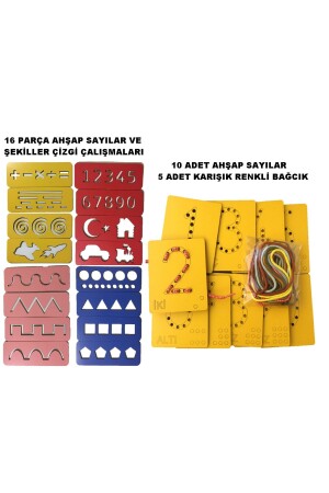Educational Wooden Line Exercises and Numbers Threading Montessori Hand Muscle Development LINE AND NUMBER THREADING - Trendy Toys