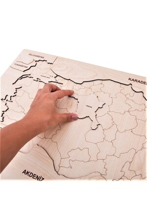 Educational Wooden Natural Big Türkiye Map Montessorie Find and Plug Memory Enhancer Puzzle - Martinacole