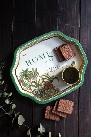 Ee166-8ı Forrest Green Home Desenli Özel Şekil Tepsi 28x33 Cm TYC00629894400 - Evle