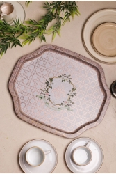 Ee166-u7 Rosy Desenli Özel Şekil Tepsi 28x33 Cm EE166 - Evle