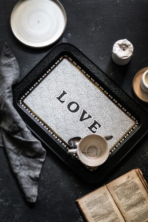 Ee169-1e Mosaik-Love-gemustertes rechteckiges Tablett 32x43 cm EE169 - Evle