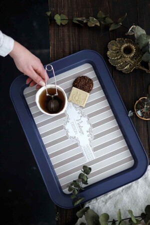 Ee169-5b Elegance Blue Desenli Dikdörtgen Tepsi 32x43 Cm TYC00435961758 - Evle