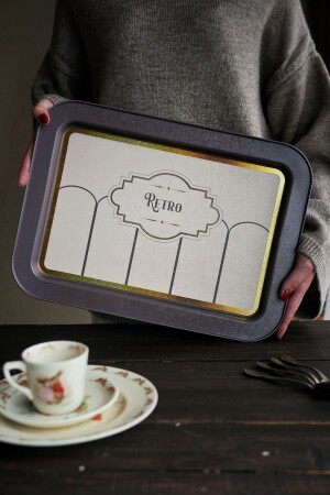 Ee169-u6 Retro Patterned Rectangular Tray 32x43 Cm TYC00435962170 - Evle