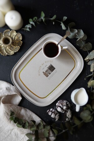 Ee171-7f Azura Coffee Desenli Oval Tepsi 24x31 Cm EE171 - Evle