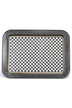 EF169-17 Checkers Black_swt Home Gemustertes rechteckiges Tablett 32x43 cm EF169 - Evle