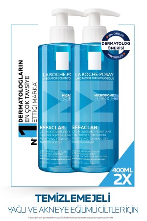 Effaclar Jel Yağlı, Akne -Sivilceye Eğilimli Ciltler için Yüz Temizleme Jeli 400mlx2 8681689314972 - La Roche Posay
