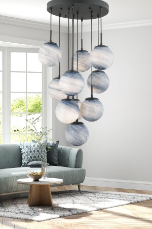 EFSER 10-PIECE ROUND CHANDELIER Modern Living Room Hall Pendant Lamp Chandelier - Apliqa