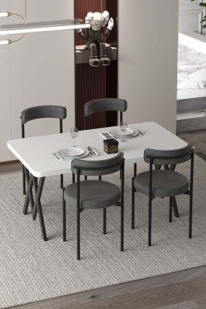 Ege 4-Person Kitchen Table Set - Anthracite Fabric 70x110 WDining Table - Cosargroup