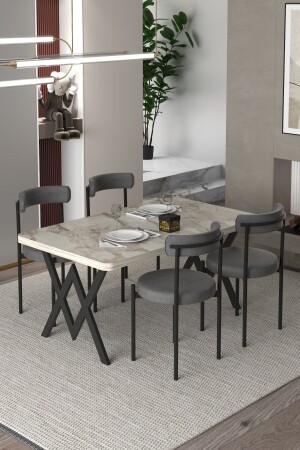 Ege 4-Person Kitchen Table Set - Anthracite Fabric 70x110 WDining Table - Cosargroup
