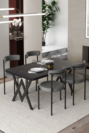 Ege 4-Person Kitchen Table Set - Anthracite Fabric 70x110 WDining Table - Cosargroup