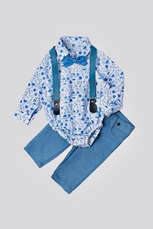 Eid Suit with Zıbın Shirt and Trousers Adjustable at Waist 35058 - Kidex’s Baby