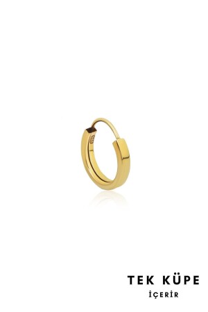 Einfacher Creolen-Ohrring aus Gold mit verstecktem Verschluss 1. 3cm - Altınkesesi