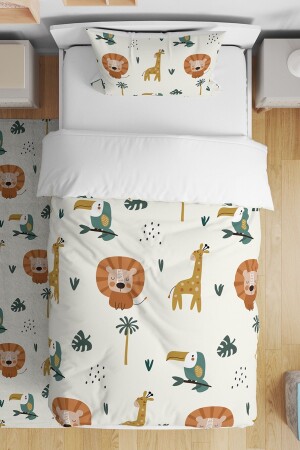 Einfaches, pastellfarbenes Safari-gemustertes Einzelbettbezug-Set für Babys und Kinder - Evpanya