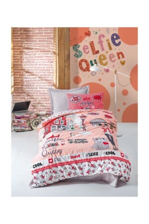Einzel-Jugendbettbezug-Set Selfie Granatapfel CTN-Rf-T. K-N. T-Selfie-Rot - Cotton Box