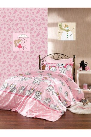 Einzelbettwäsche-Set mit Katzenmuster, elastischen Laken, CAT-DUVET-BEZUG - GASEL ÇARŞI