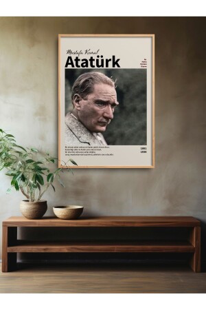 Einzelgerahmtes Atatürk-Porträt-Postergemälde ATA010 - Homepack