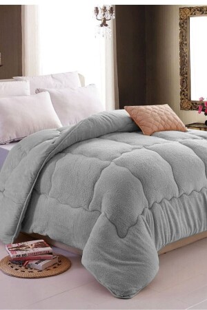 Einzelne 63-fädige luxuriöse doppelseitige Welsoft-Baumwoll-Silikon-Steppdecke 155 x 215 mit Kissenbezug, Geschenk 40506070 - GOLDRİSE