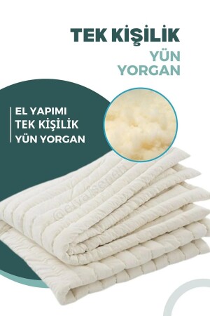 Einzelne Wolldecke, handgenäht aus 100 % natürlicher Wolle - Elyaf Sepeti