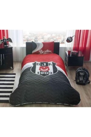 Einzelnes lizenziertes Tagesdecken-Set mit Beşiktaş-Logo - Taç
