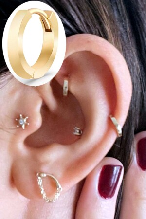 Einzelohrring (nicht doppelt) Daith Tragu Helix Goldohrring 6 mm Piercing-Ohrring Creolenohrring 0–35 Gramm - Garogold