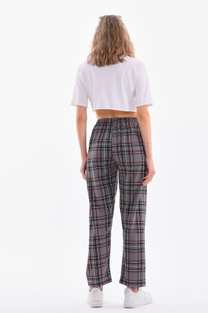 Ekose Baskılı Penye Pamuklu Unisex Relaxed Pijama Altı Gri - Arvin Pijama