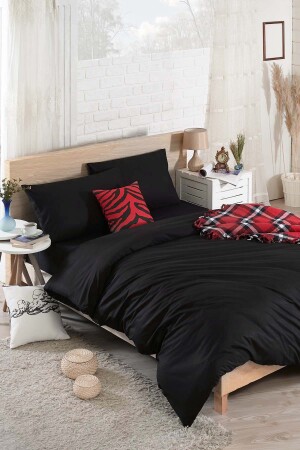 Elastic Sheet Duvet Cover Set Double Basic Black Ep-028739 - Eponj Home