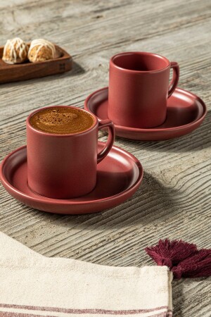 Elated Ceramic Set of 2 Coffee Cups 105 Ml Claret Red TYC00479093655 - English Home