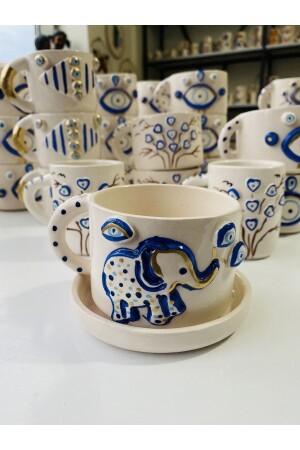Elefant handgefertigte Keramiktasse Geschenk 001 - Banuart