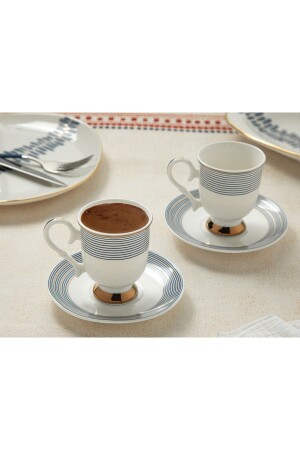Elegance Deep New Bone Set of 2 Coffee Cups 100 Ml Navy Blue 10034897 - English Home