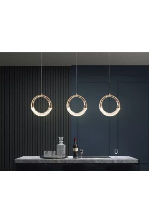 Elegance Luxury Modern Design Triple Pendant Lamp LED Chandelier Row Dining Table Gold Yellow burenze819 - burenze